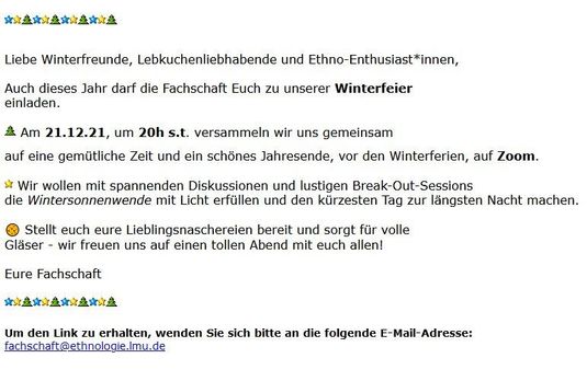 Einladung Weihnachtsfeier 2021