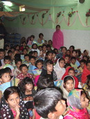 At a children's project organised by Fauzia Minallah